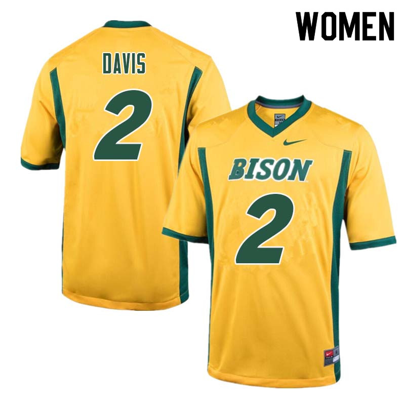 Women #2 Dom Davis North Dakota State Bison College Football Jerseys Sale-Yellow - Click Image to Close